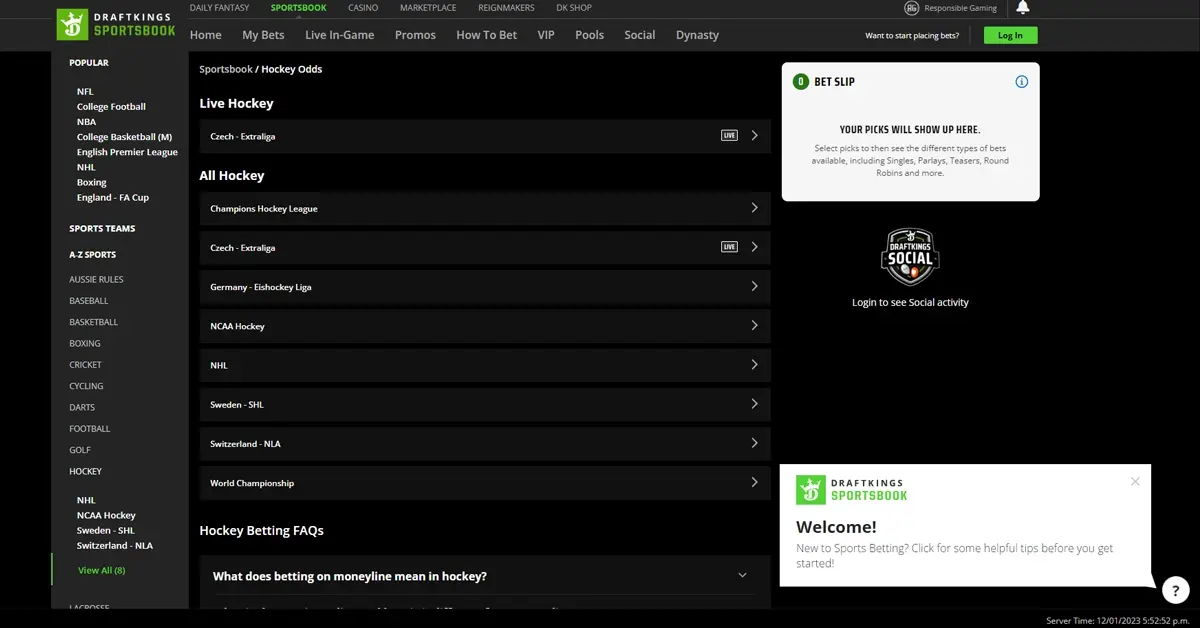 DraftKings Sportsbook screenshot
