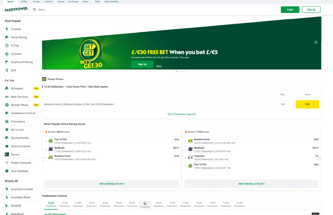 Paddy Power screenshot