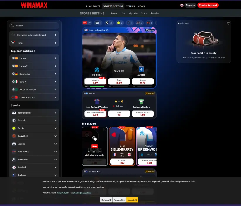 Winamax screenshot